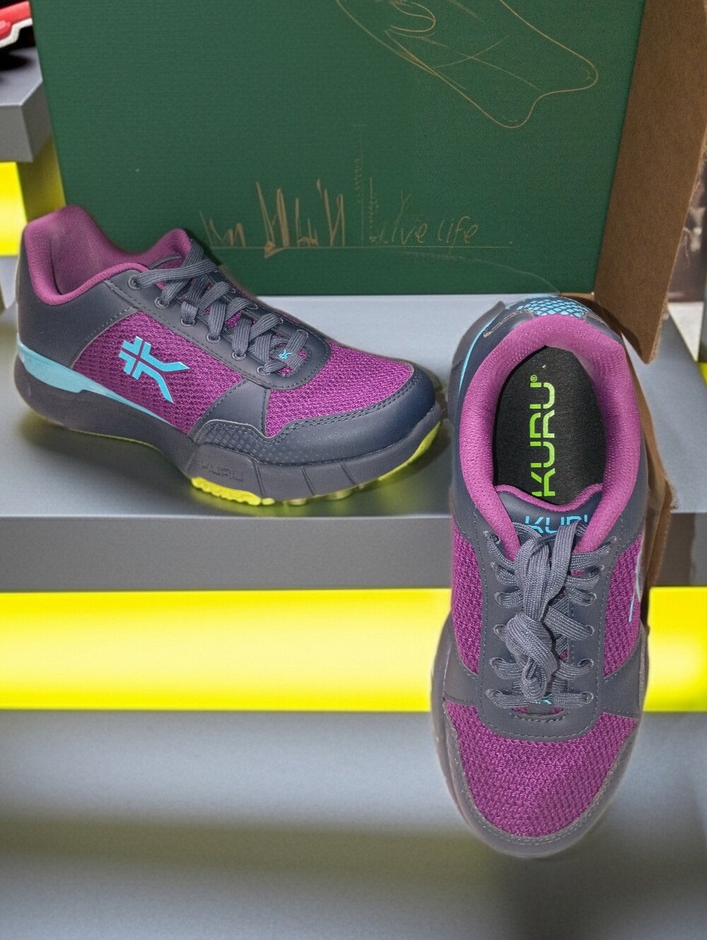 Kuru Quantum 2 Blue & Purple Plantar Fascitis Support Walking Work Shoe 10W